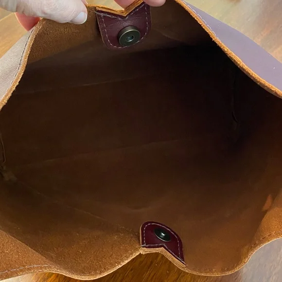 Portland Leather Goods Cognac Brown Oversized Naomi Tote Bag Purse Unicorn - Picture 3 of 10